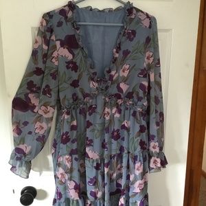 SHEIN floral long sleeve maxi